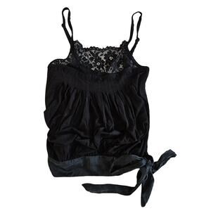 Y2k Bebe Cami Top Lacey Silk Details Black Whimsigoth- Size XS